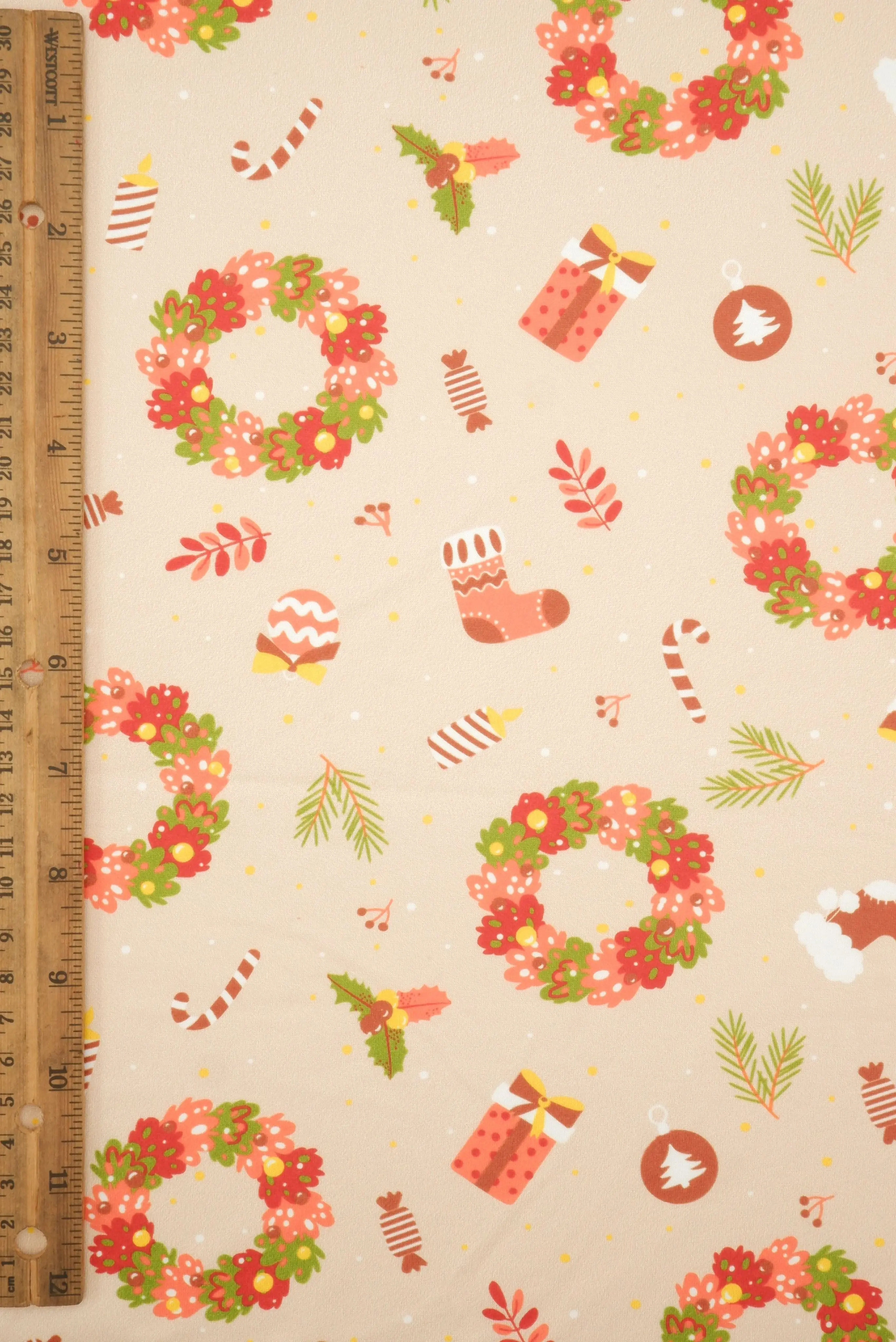 Christmas Wreath Digital Print DTY Brushed Knit Fabric - DKNT4520-M11730 - Image 5