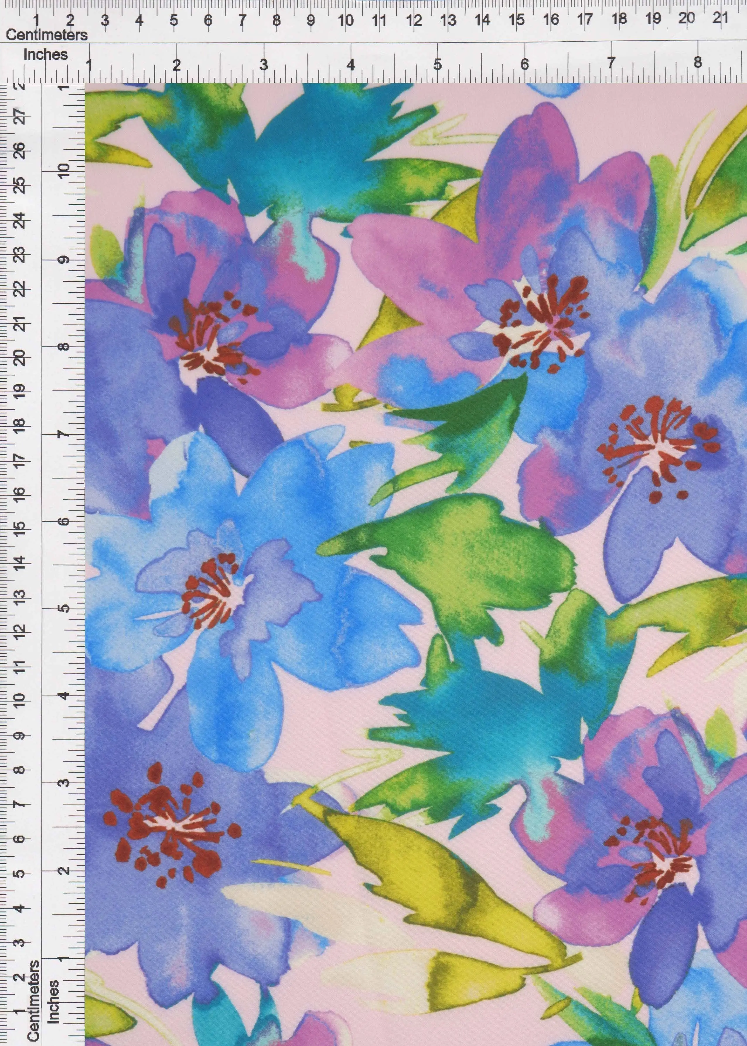 Digital Floral Peach Skin Fabric - CRP1427-MS11309 - Image 2