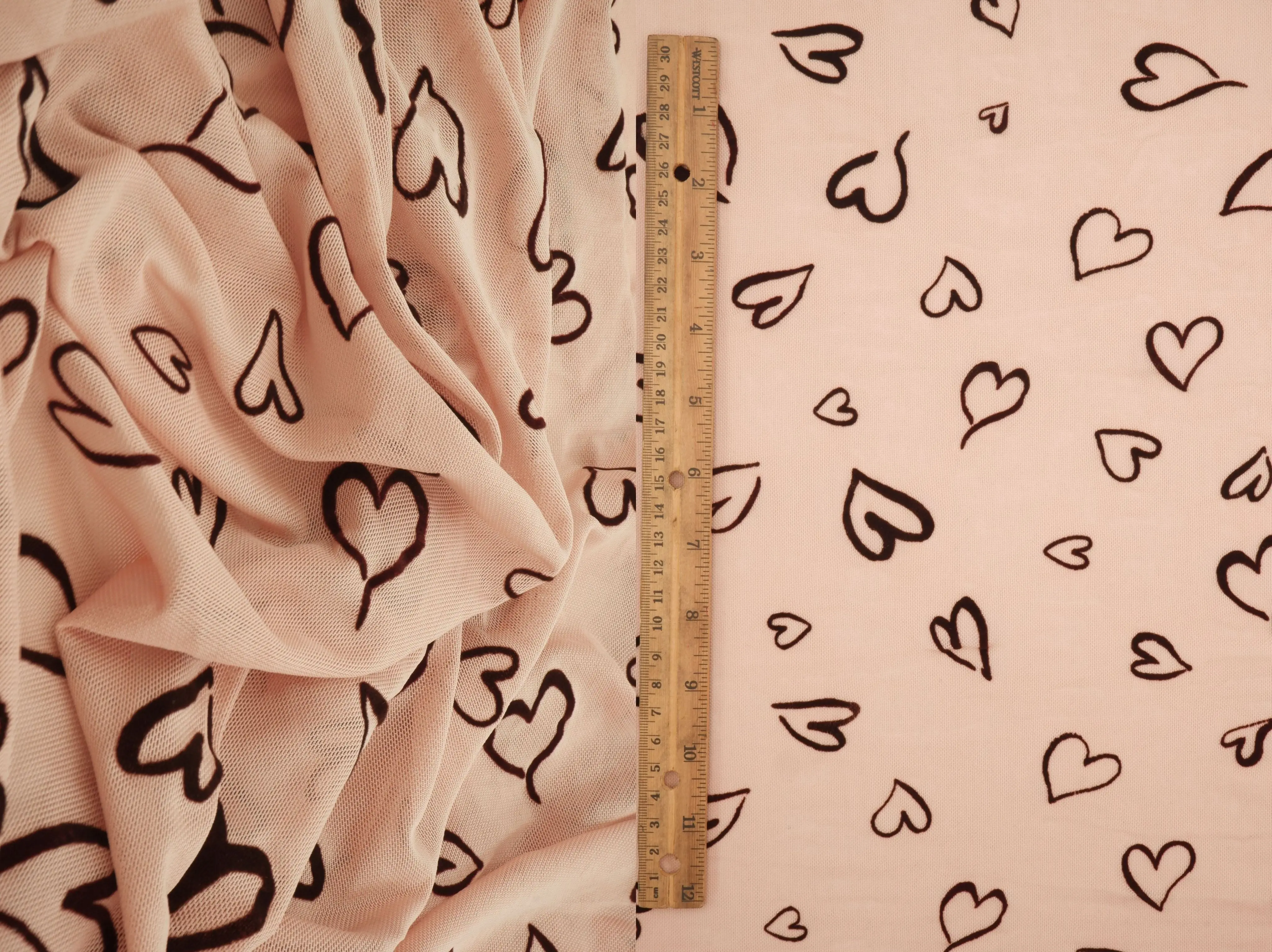 Heart Flocked Double Color Mesh Fabric FLOCK-MS11550 - Image 4