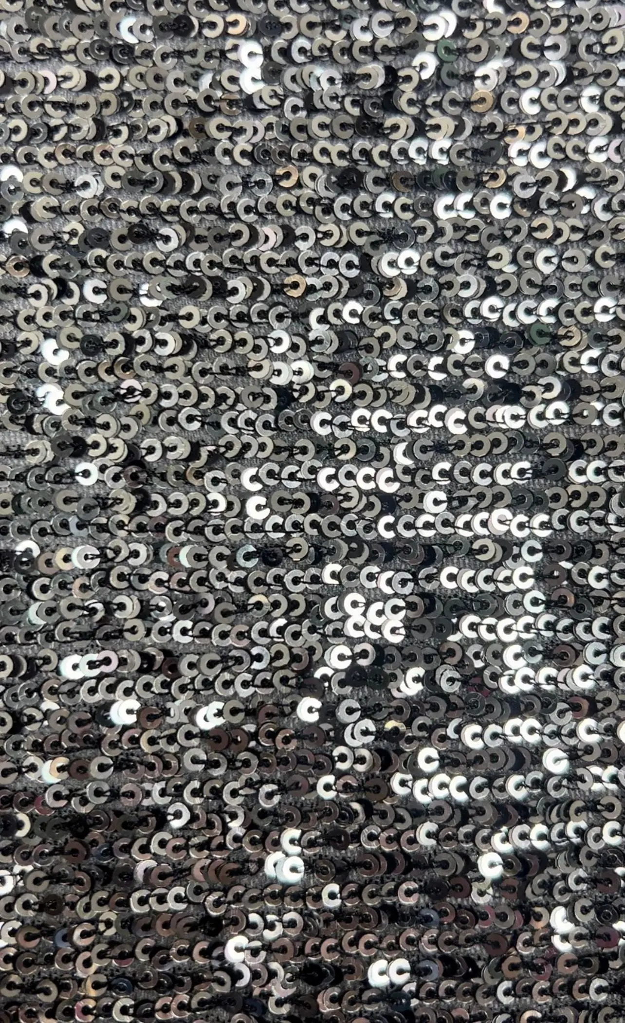 Silver Sequin Embroidered Mesh Knit Fabric - KNC-33546-2 - Image 4