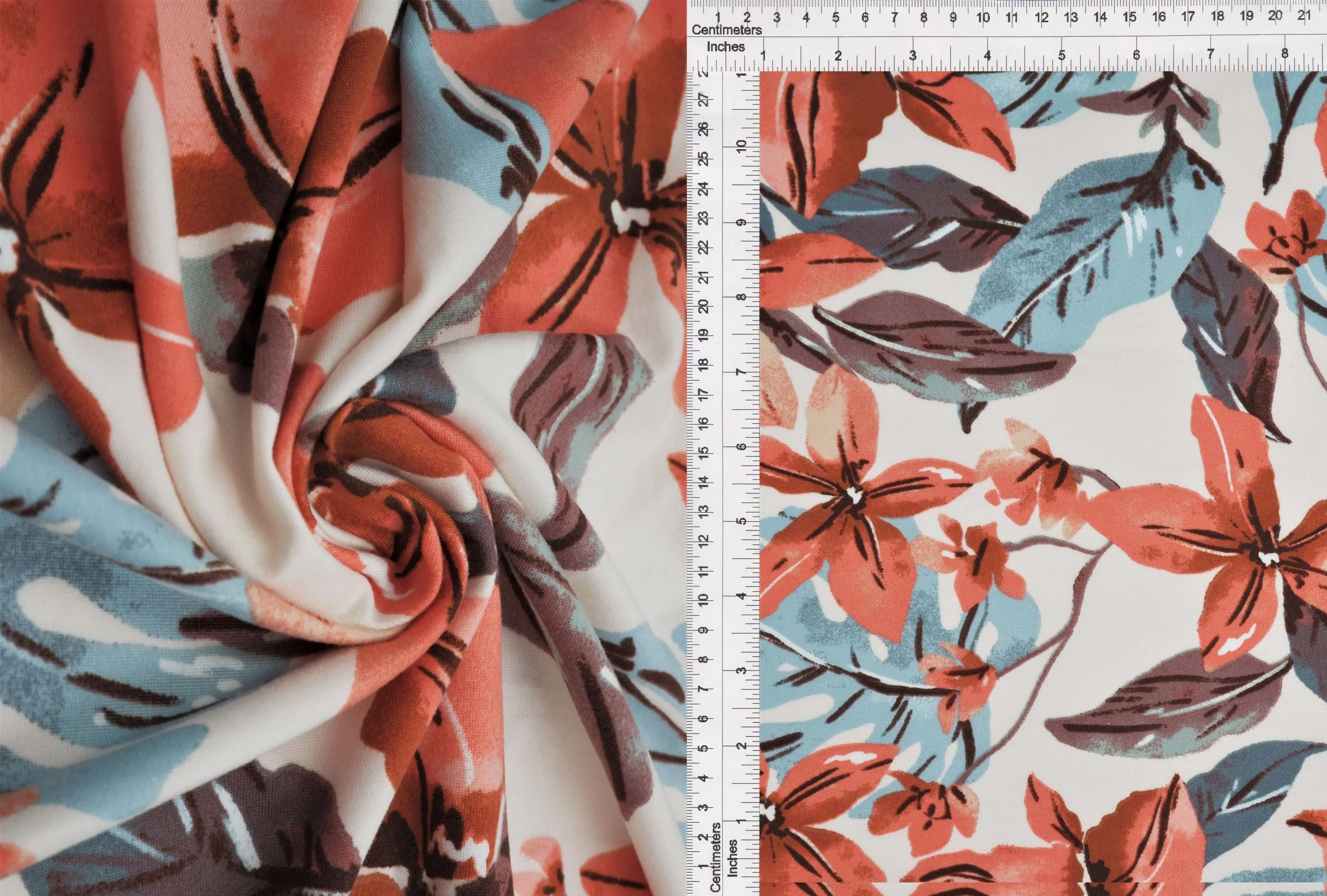 DTY Brushed Big Floral Print Knit Fabric - KNT2100-Q11102