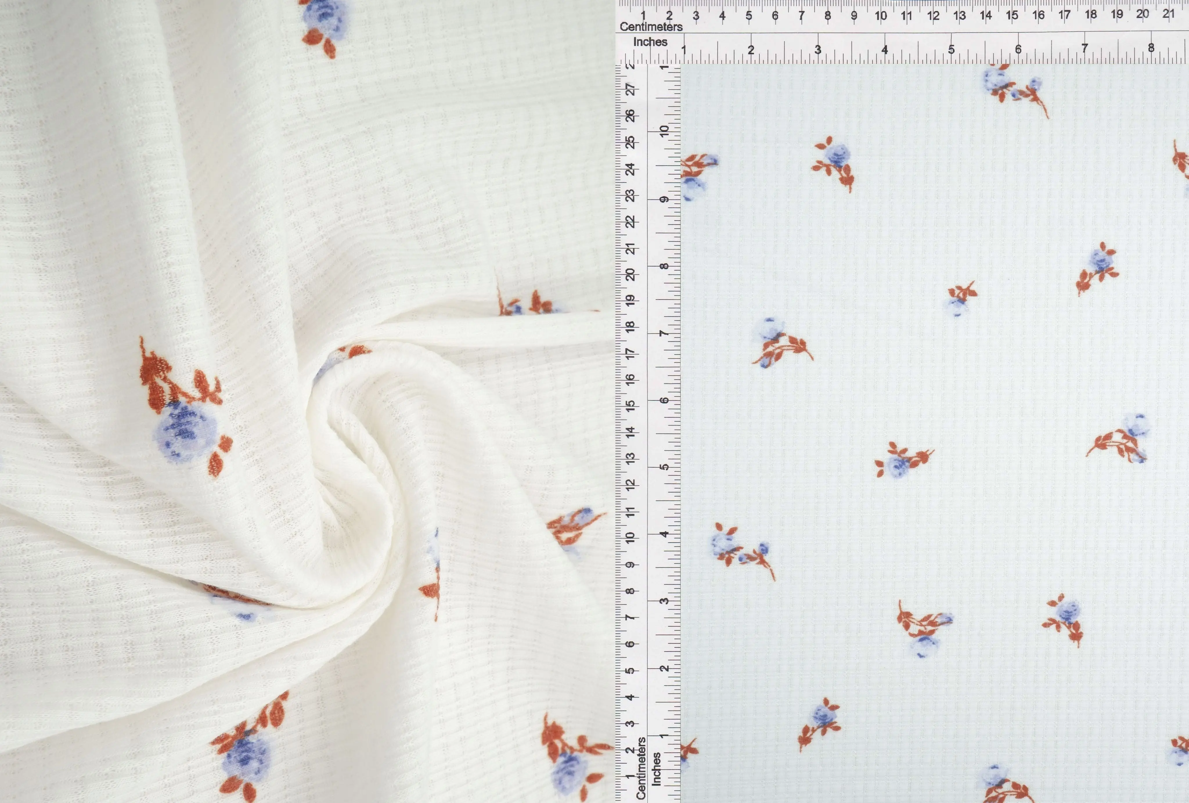 Ditsy Daisy Pointelle Rib Knit Fabric - KNT3359-MS11372 - Image 2