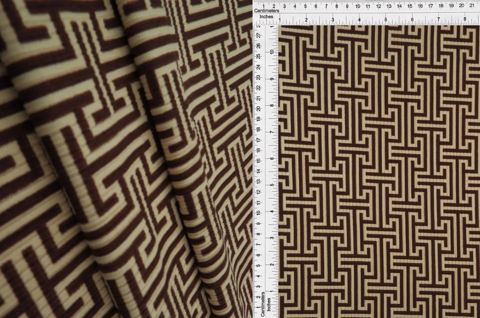 Rib Geometric Greek Retro Print Knit Fabric KNT3422-Q10822