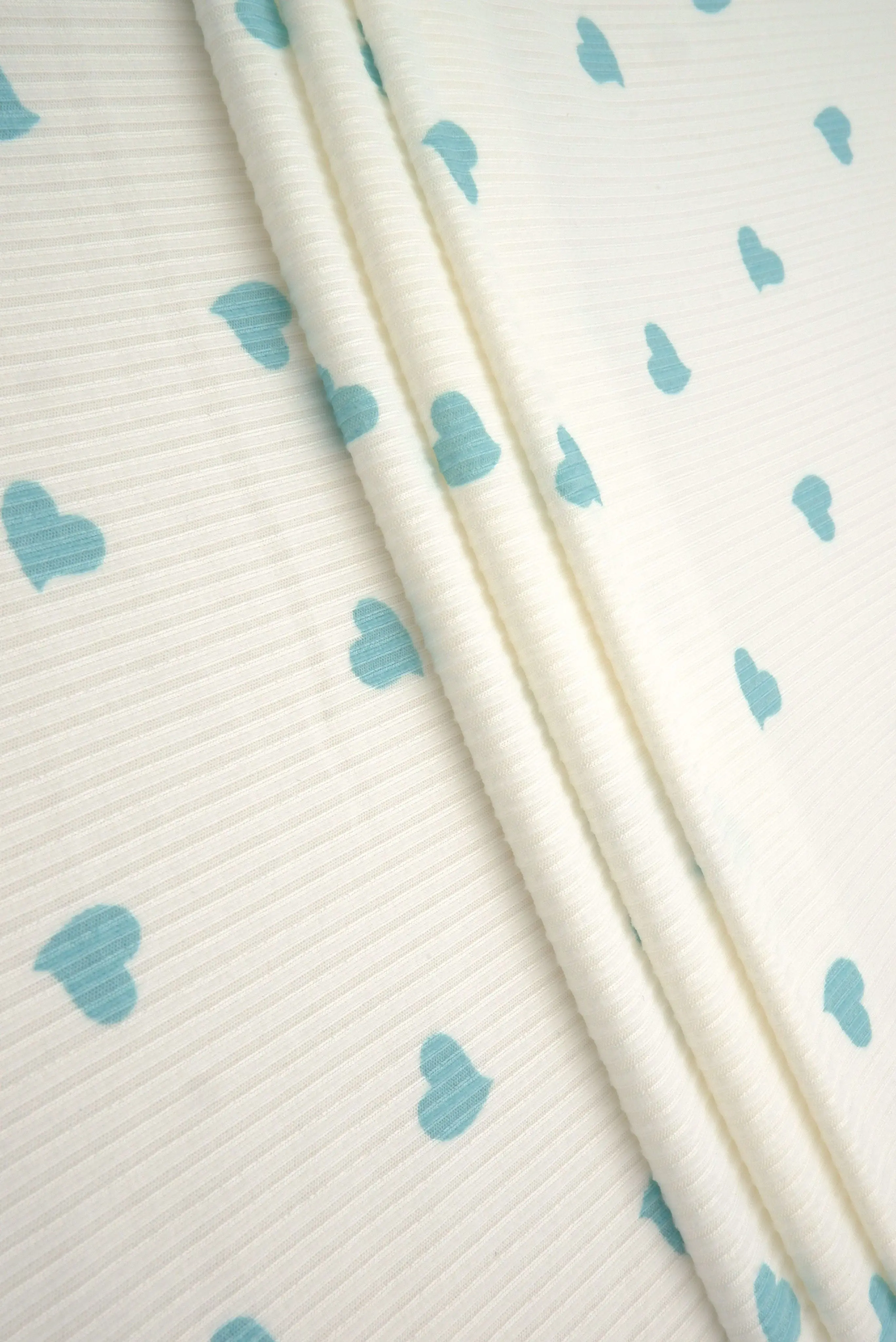 Heart Print Ribbed Knit Fabric - KNT3422-Q10913 - Image 4