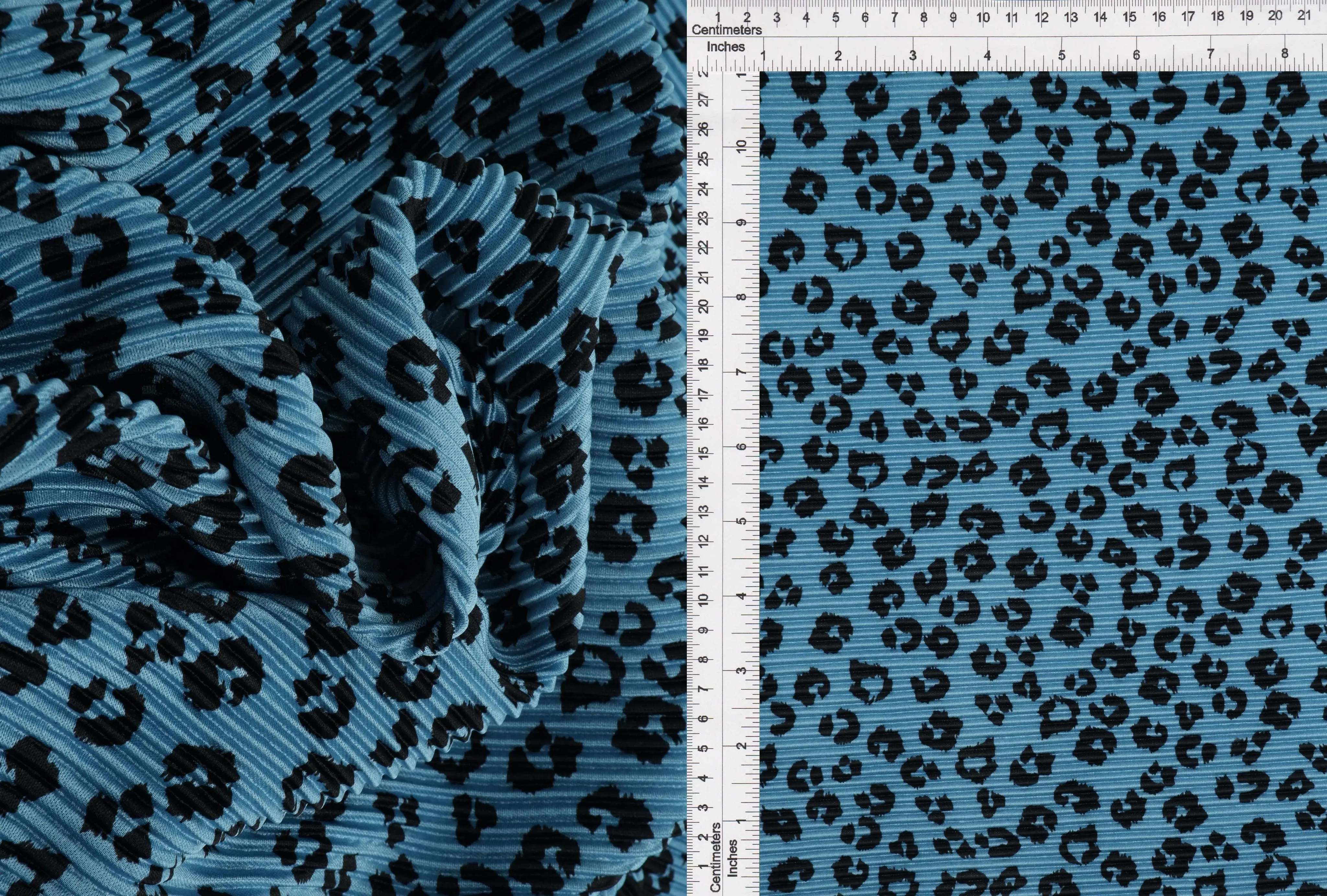 Pleated Animal Print Bodre Interlock Fabric - KNT3696-Q90927