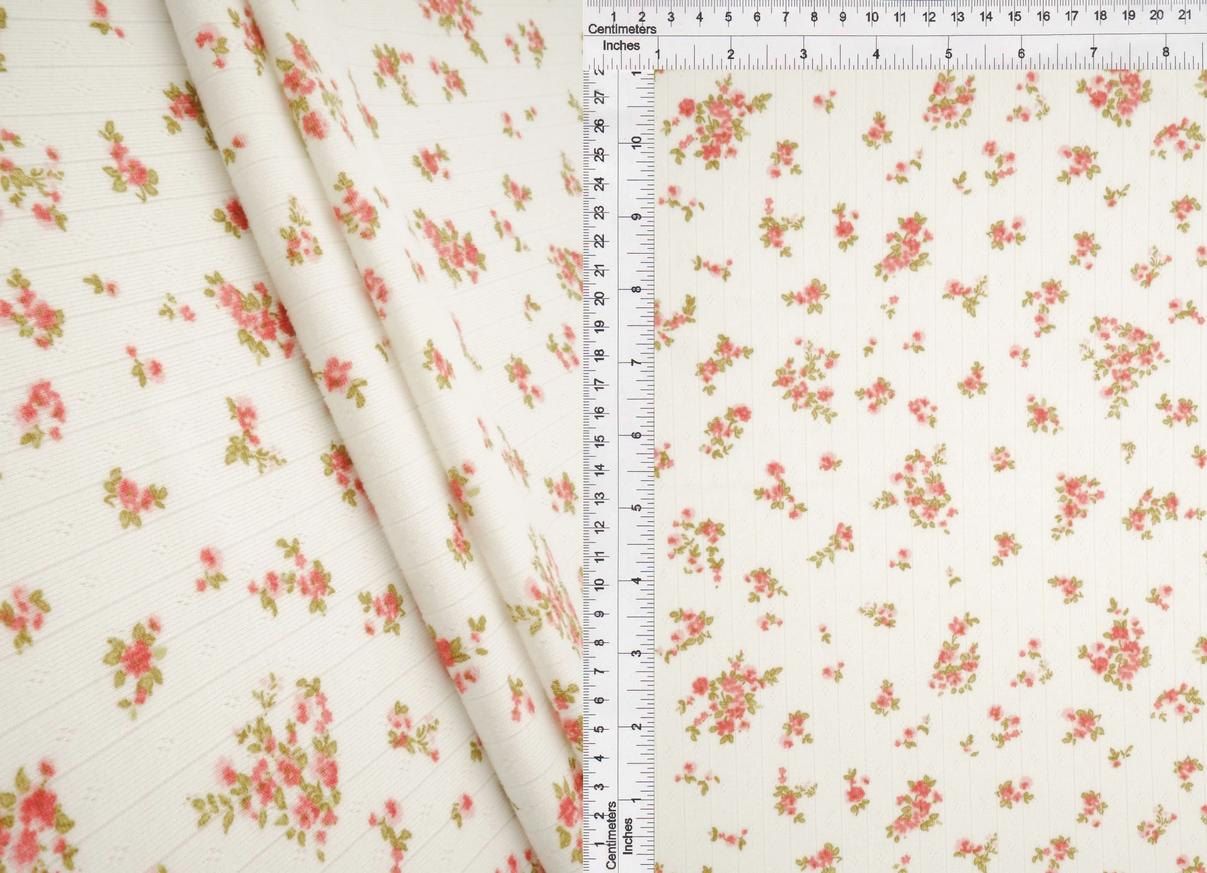 Cotton Style Pointelle Ditsy Print Knit Fabric   KNT4622-DU1337B