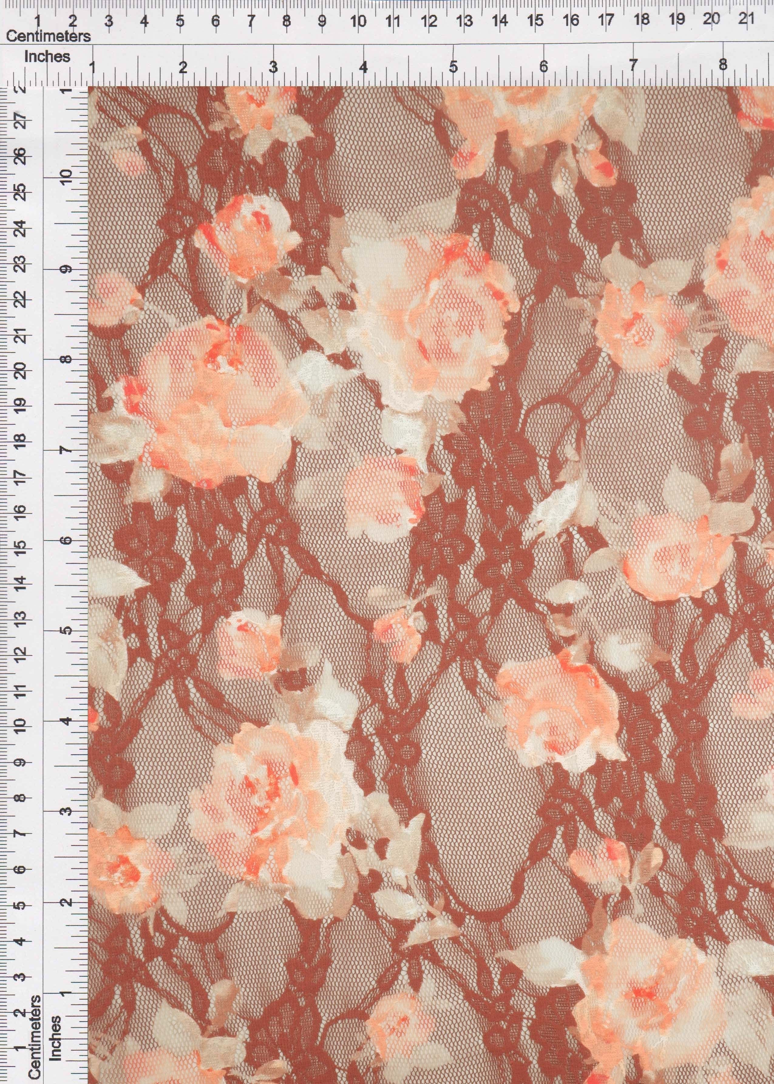 Floral Digital Print Stretch Lace Fabric - LACE1483-M11228 - Image 6