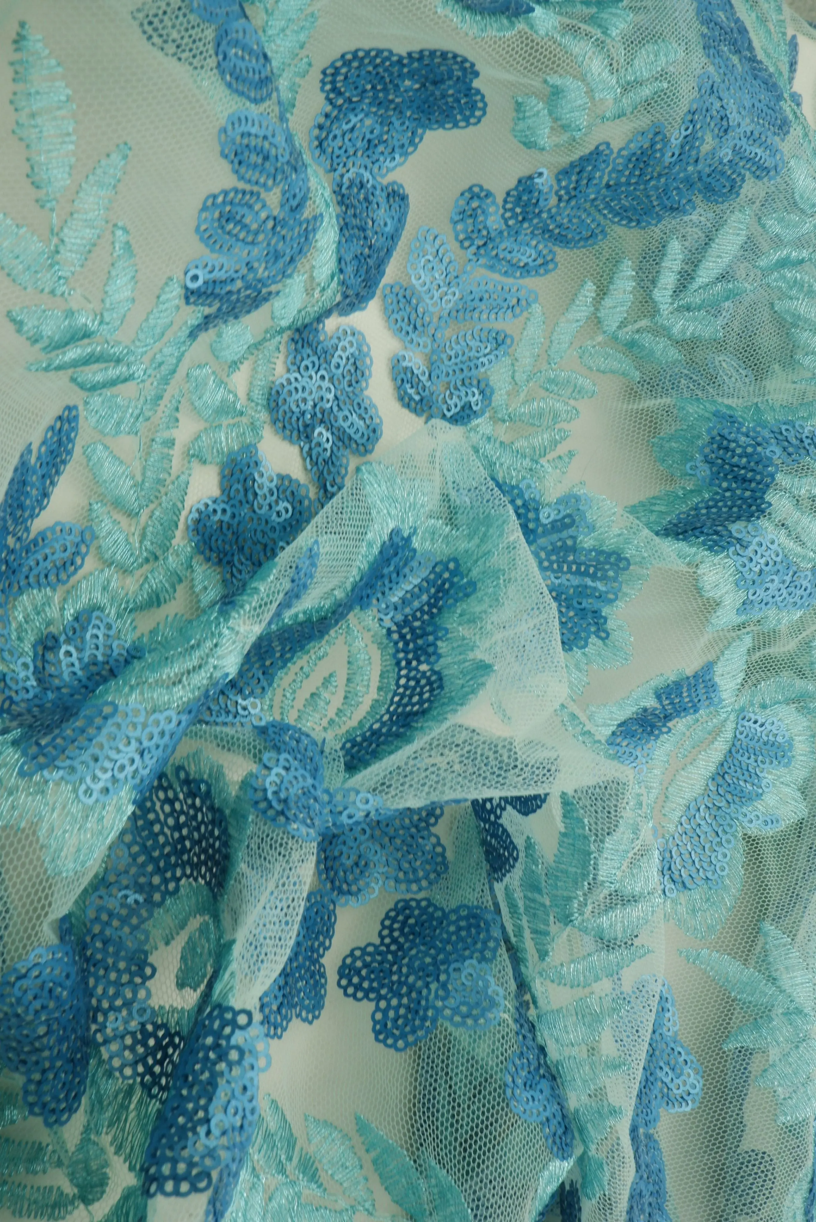 Embroidered Sequin Mesh Stretch Fabric - MESH SQ EMBR 3 - Image 3