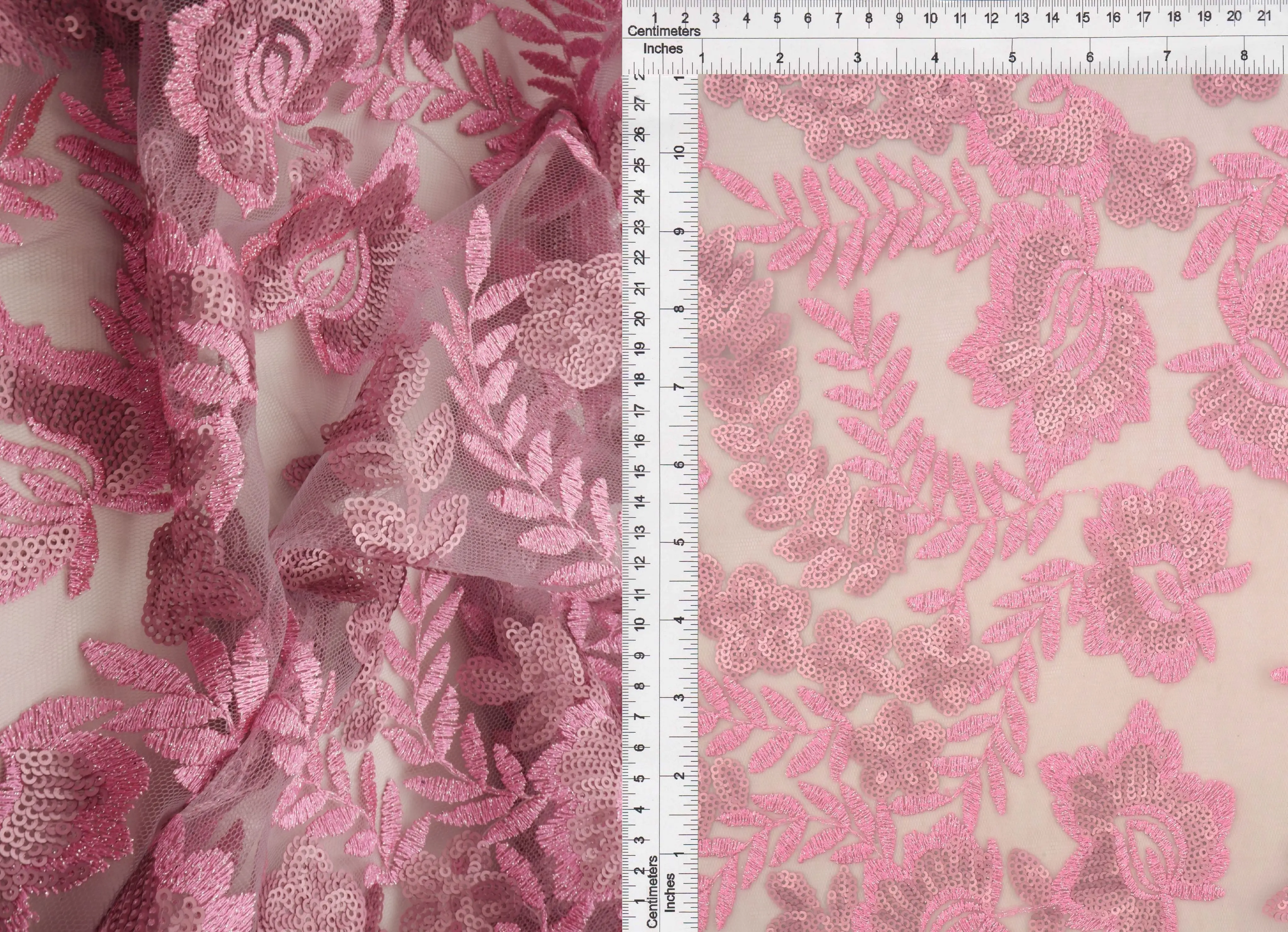 Embroidered Sequin Mesh Stretch Fabric - MESH SQ EMBR 3 - Image 6