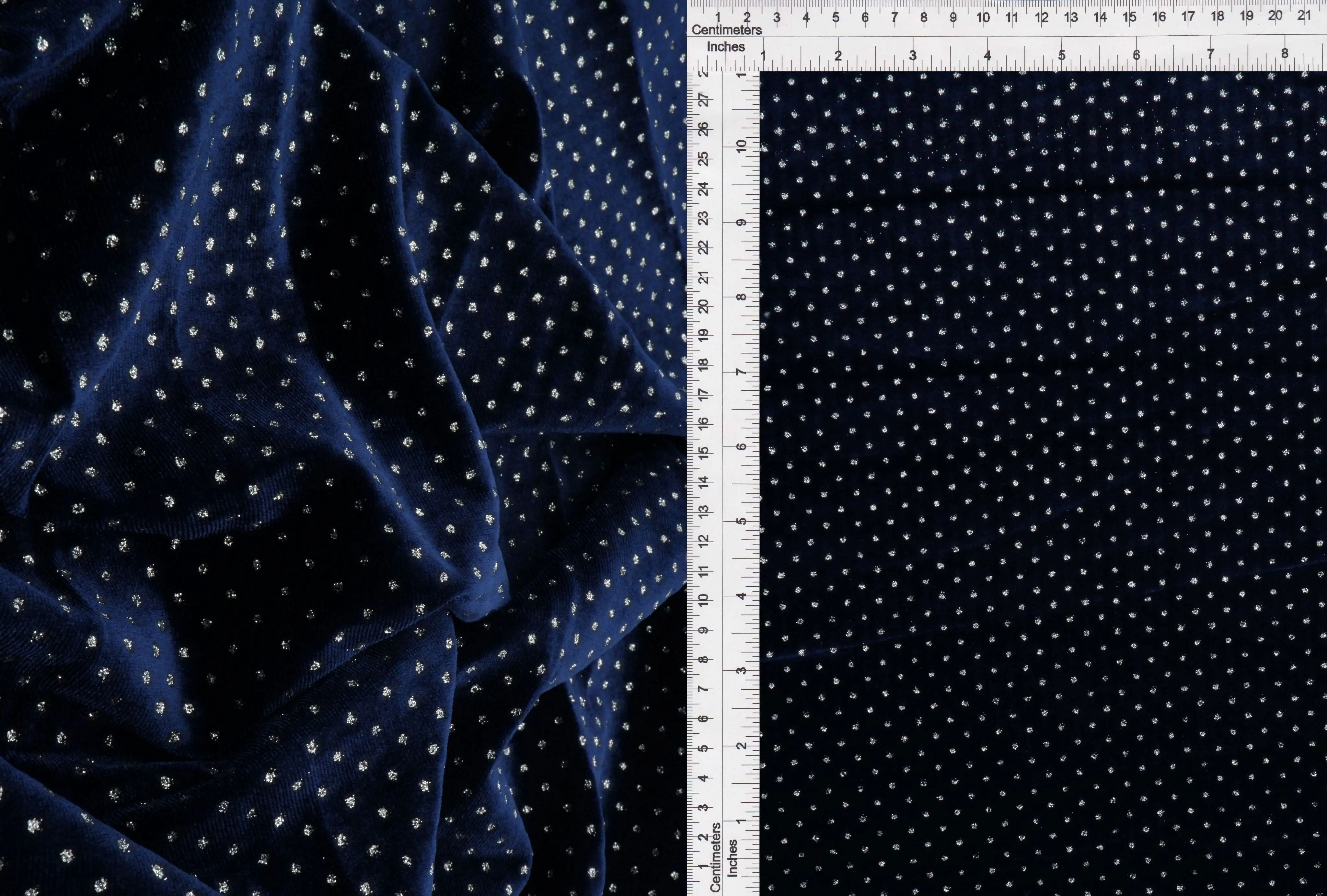 Velvet Polka Dot Glitter Stretch Knit Fabric - KNT4610 - Image 4